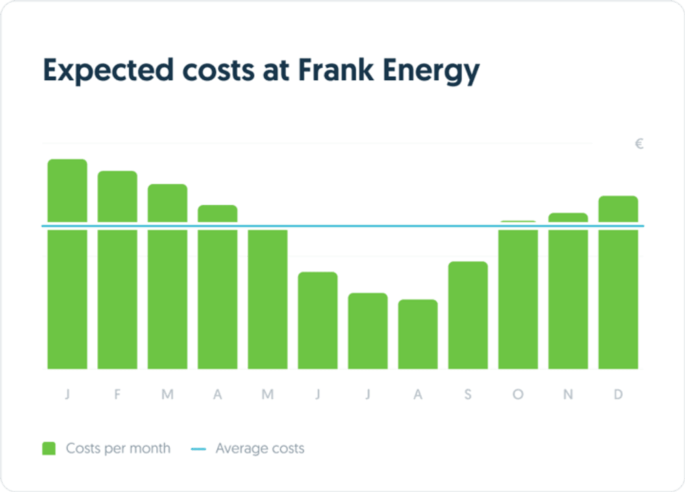 The graph shows the monthly differences for an average customer. These differences may vary depending on the development of electricity prices or whether the winter is colder or warmer than average.